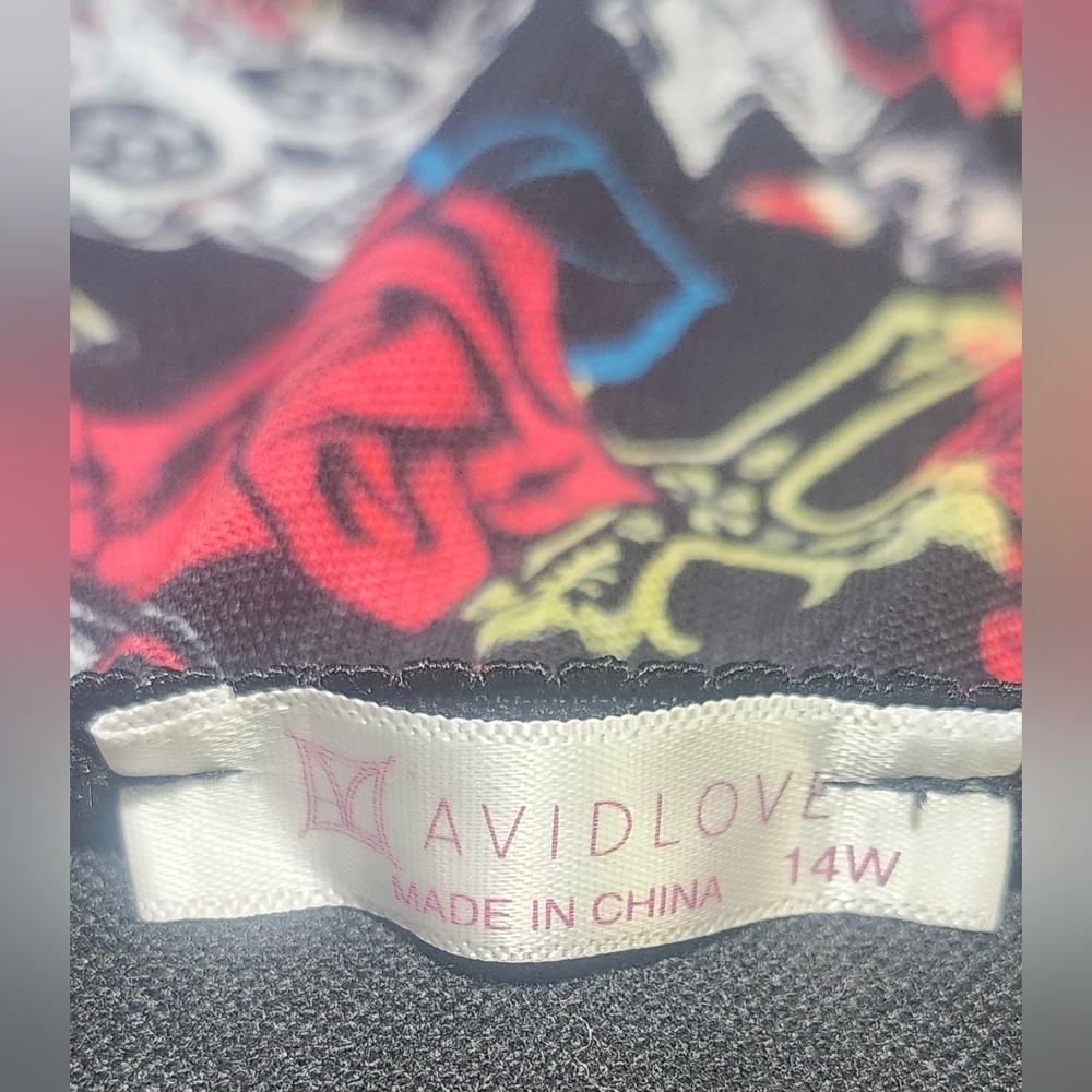 Avidlove Skull and Flower Black Lace Lingerie Size 14W image 9